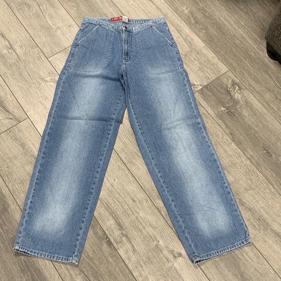 Vintage Y2K DFX Jeans Wide Leg Jeans with Big Pockets Size 7 - Picture 1 of 7